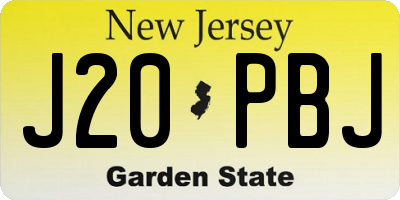 NJ license plate J20PBJ