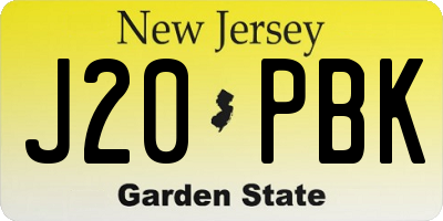 NJ license plate J20PBK