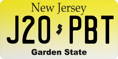 NJ license plate J20PBT
