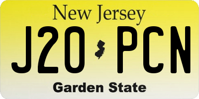 NJ license plate J20PCN