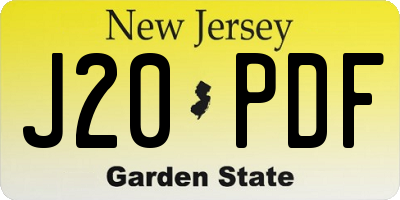 NJ license plate J20PDF