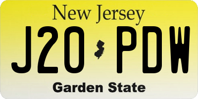 NJ license plate J20PDW