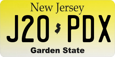 NJ license plate J20PDX