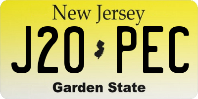 NJ license plate J20PEC