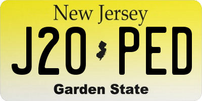 NJ license plate J20PED