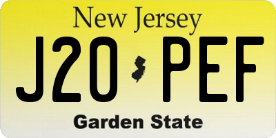 NJ license plate J20PEF