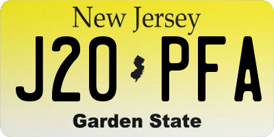 NJ license plate J20PFA