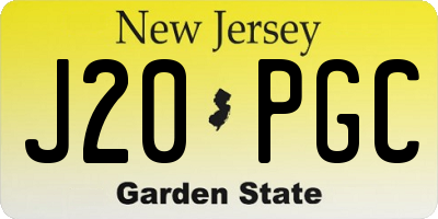 NJ license plate J20PGC