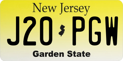 NJ license plate J20PGW
