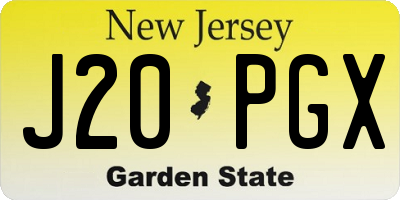 NJ license plate J20PGX