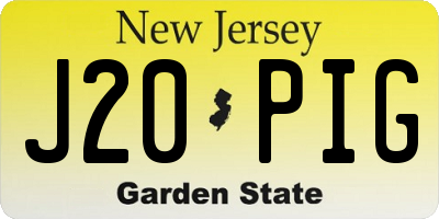 NJ license plate J20PIG