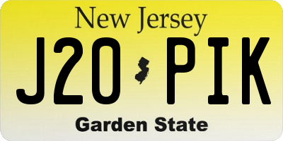 NJ license plate J20PIK