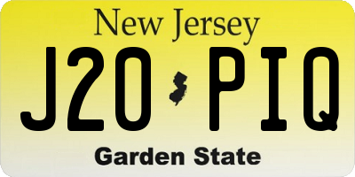 NJ license plate J20PIQ