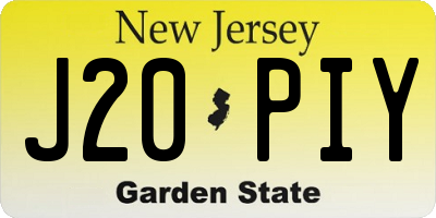 NJ license plate J20PIY