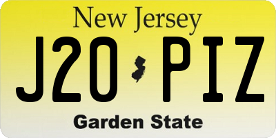 NJ license plate J20PIZ