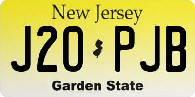 NJ license plate J20PJB