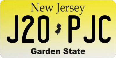 NJ license plate J20PJC