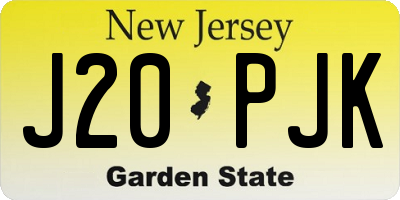 NJ license plate J20PJK