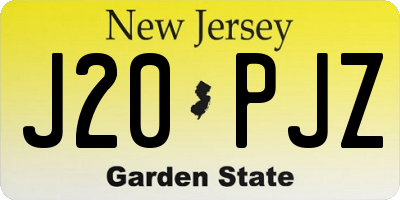 NJ license plate J20PJZ