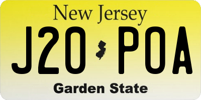 NJ license plate J20POA