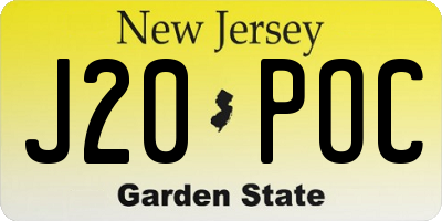 NJ license plate J20POC