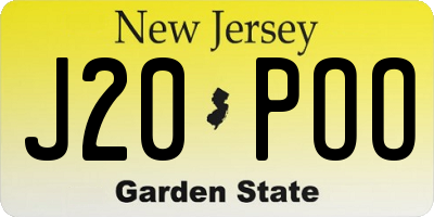 NJ license plate J20POO