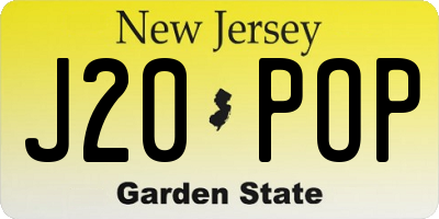 NJ license plate J20POP