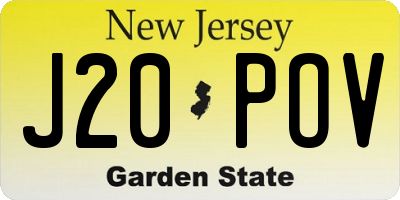 NJ license plate J20POV