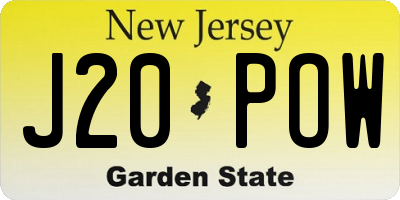 NJ license plate J20POW