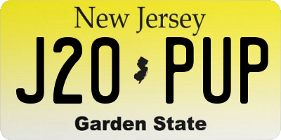 NJ license plate J20PUP