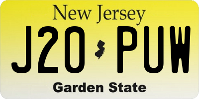 NJ license plate J20PUW