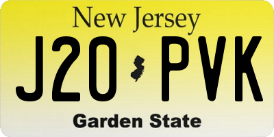 NJ license plate J20PVK