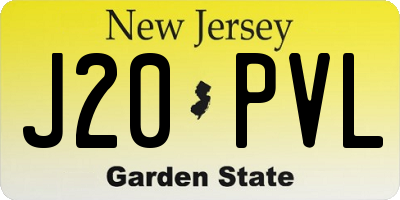 NJ license plate J20PVL