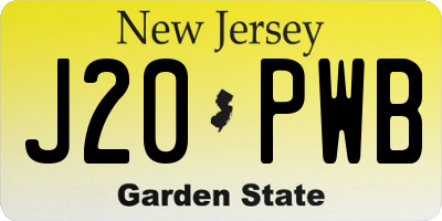 NJ license plate J20PWB