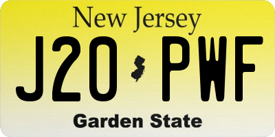 NJ license plate J20PWF