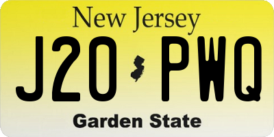 NJ license plate J20PWQ
