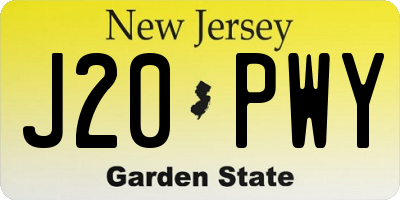 NJ license plate J20PWY