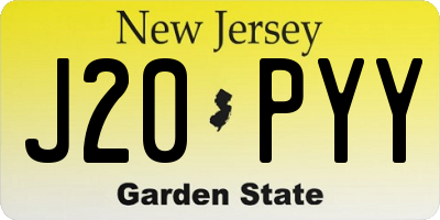 NJ license plate J20PYY