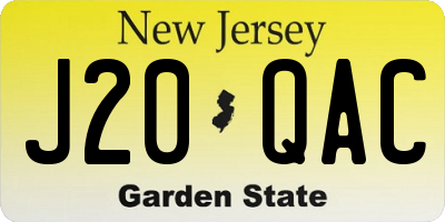 NJ license plate J20QAC