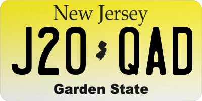 NJ license plate J20QAD