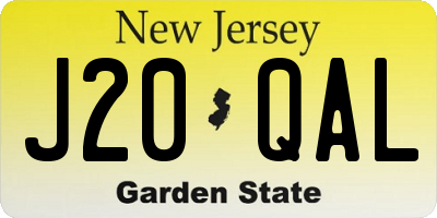 NJ license plate J20QAL