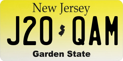 NJ license plate J20QAM