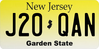 NJ license plate J20QAN