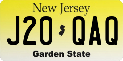 NJ license plate J20QAQ
