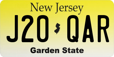 NJ license plate J20QAR