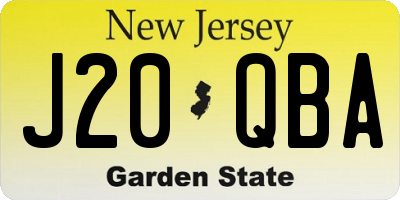 NJ license plate J20QBA