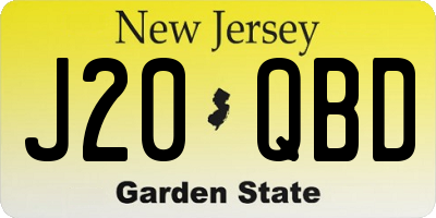 NJ license plate J20QBD