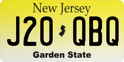 NJ license plate J20QBQ