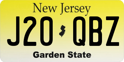 NJ license plate J20QBZ