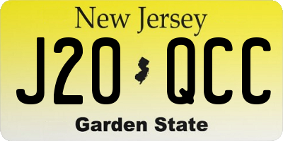 NJ license plate J20QCC